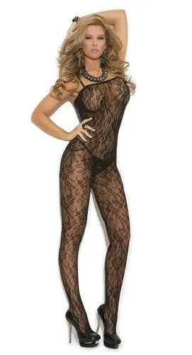 Rose Lace Body Stocking One Size Black Elegant Moments Teddies And Bodies
