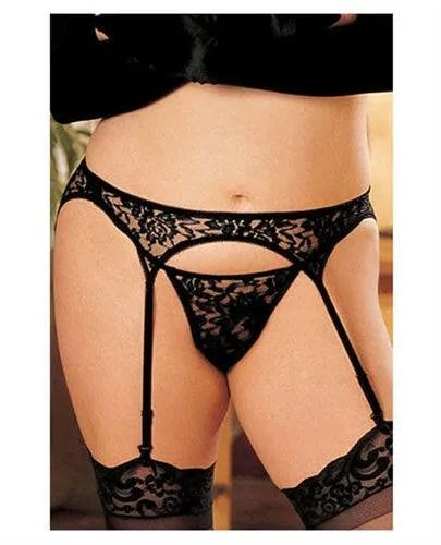 Shirley of Hollywood HOT Anal Lace Garterbelt Set One Size Black