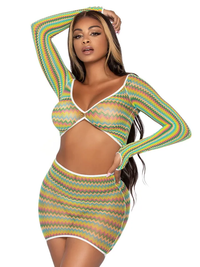 Vibrators Leg Avenue 2 Pc Zig Zag Net Crop Top and Mini Dress One Size Green Vibrators Leg Avenue 2 Pc Zig Zag Net Crop Top and Mini Dress One Size Green