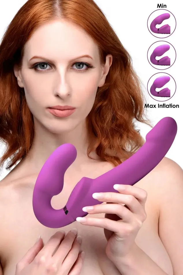 Worlds First Remote Control Inflatable Vibrating Silicone Ergo Fit Strapless StrapOn XR Brands Female Sex Toys Worlds First Remote Control Inflatable Vibrating Silicone Ergo Fit Strapless StrapOn XR Brands Female Sex Toys