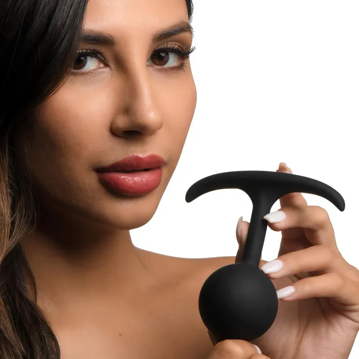 XR Brands Male Sex Toys Premium Silicone Round Weighted Anal Plug Large