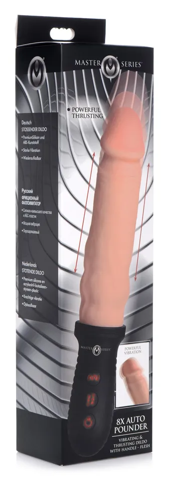 XR Brands Master Series Female Sex Toys 8x Auto Pounder Vibrating and Thrusting Dildo With Handle Flesh XR Brands Master Series Female Sex Toys 8x Auto Pounder Vibrating and Thrusting Dildo With Handle Flesh