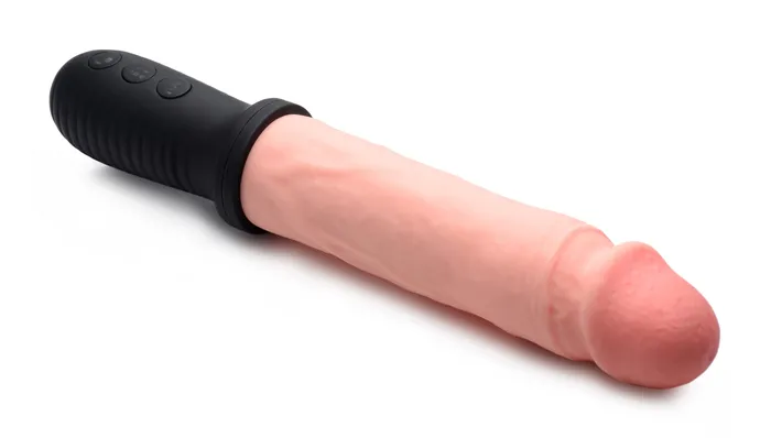 XR Brands Master Series Female Sex Toys 8x Auto Pounder Vibrating and Thrusting Dildo With Handle Flesh XR Brands Master Series Female Sex Toys 8x Auto Pounder Vibrating and Thrusting Dildo With Handle Flesh