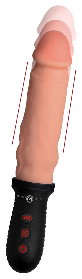XR Brands Master Series Female Sex Toys 8x Auto Pounder Vibrating and Thrusting Dildo With Handle Flesh XR Brands Master Series Female Sex Toys 8x Auto Pounder Vibrating and Thrusting Dildo With Handle Flesh