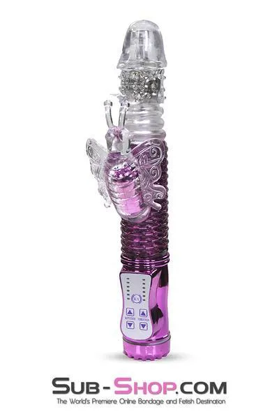 1508M MultiFunction Purple Jelly Rotating Vibrator with Fluttering Butterfly Clit Stimulator LAST CHANCE Final Closeout Moonwell Vibrators
