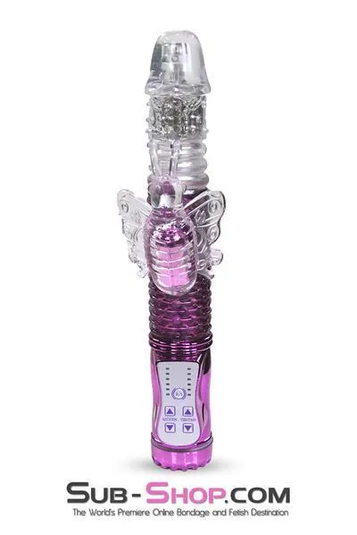 1508M MultiFunction Purple Jelly Rotating Vibrator with Fluttering Butterfly Clit Stimulator LAST CHANCE Final Closeout Moonwell Vibrators