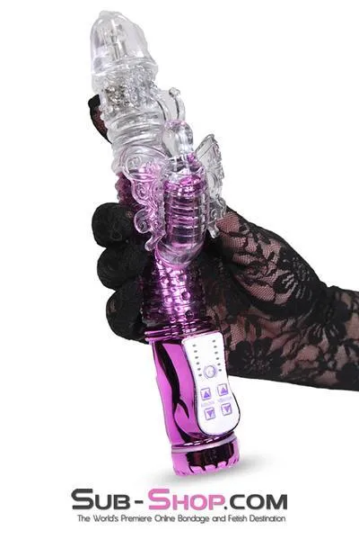 1508M MultiFunction Purple Jelly Rotating Vibrator with Fluttering Butterfly Clit Stimulator LAST CHANCE Final Closeout Moonwell Vibrators