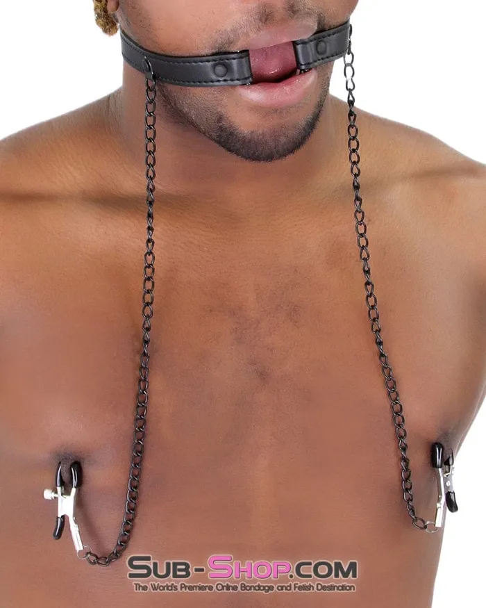 2258MQ OhMy Ring Gag with Black Wicked Nipple Clamps Set Idea Couples