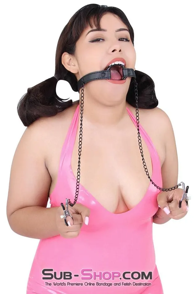 2258MQ OhMy Ring Gag with Black Wicked Nipple Clamps Set Idea Couples