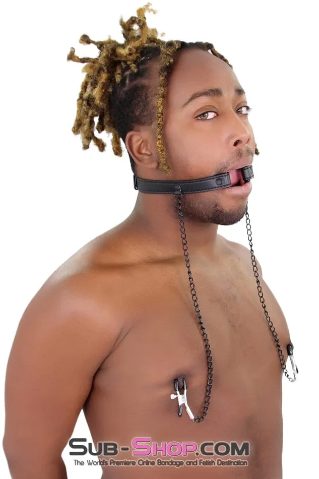 2258MQ OhMy Ring Gag with Black Wicked Nipple Clamps Set Idea Couples
