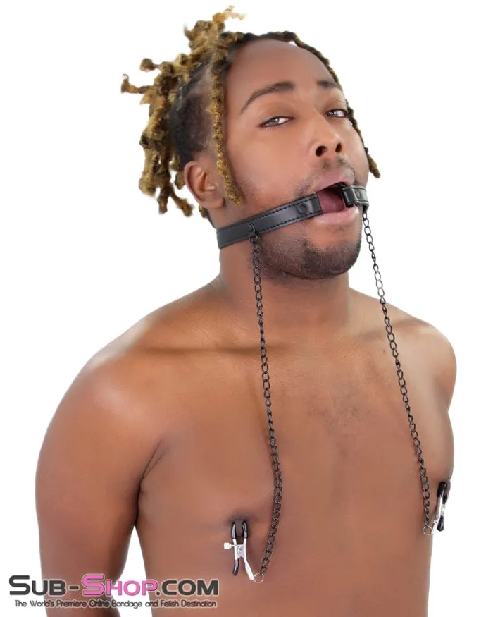 2258MQ OhMy Ring Gag with Black Wicked Nipple Clamps Set Idea Couples