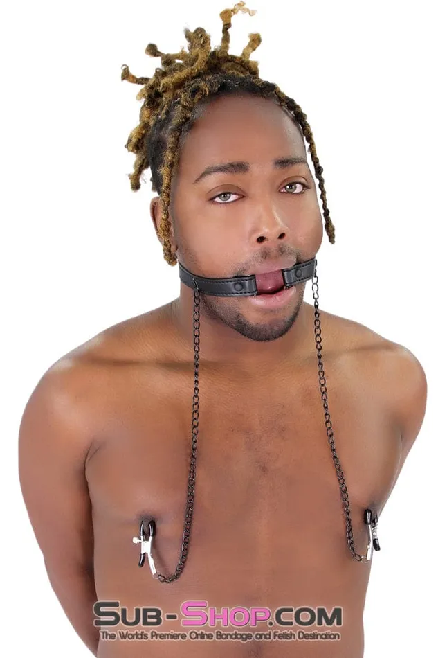 2258MQ OhMy Ring Gag with Black Wicked Nipple Clamps Set Idea Couples