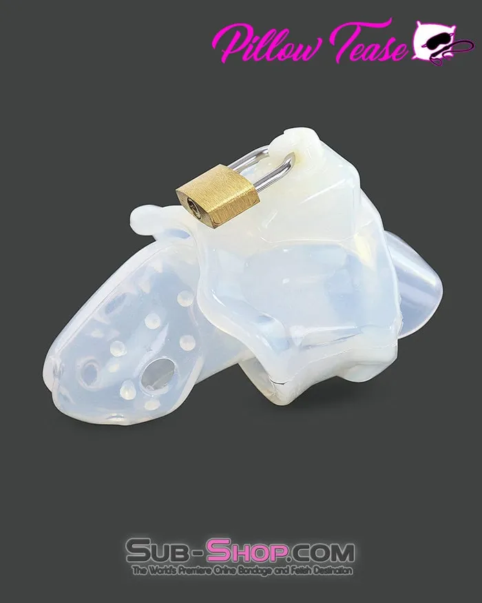 2622AR Spiked Locking Silicone Chastity Cage with Ball Stretching Cock Ring Aria Male Sex Toys