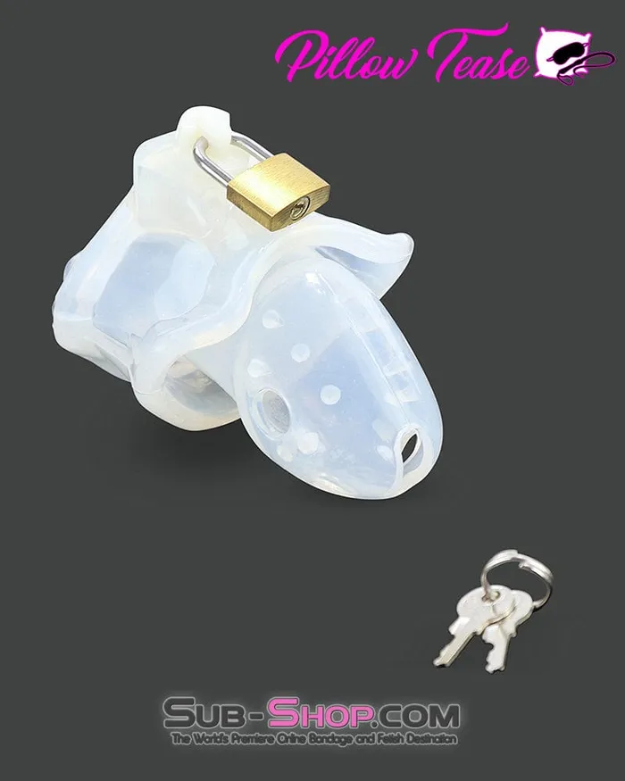 2622AR Spiked Locking Silicone Chastity Cage with Ball Stretching Cock Ring Aria Male Sex Toys