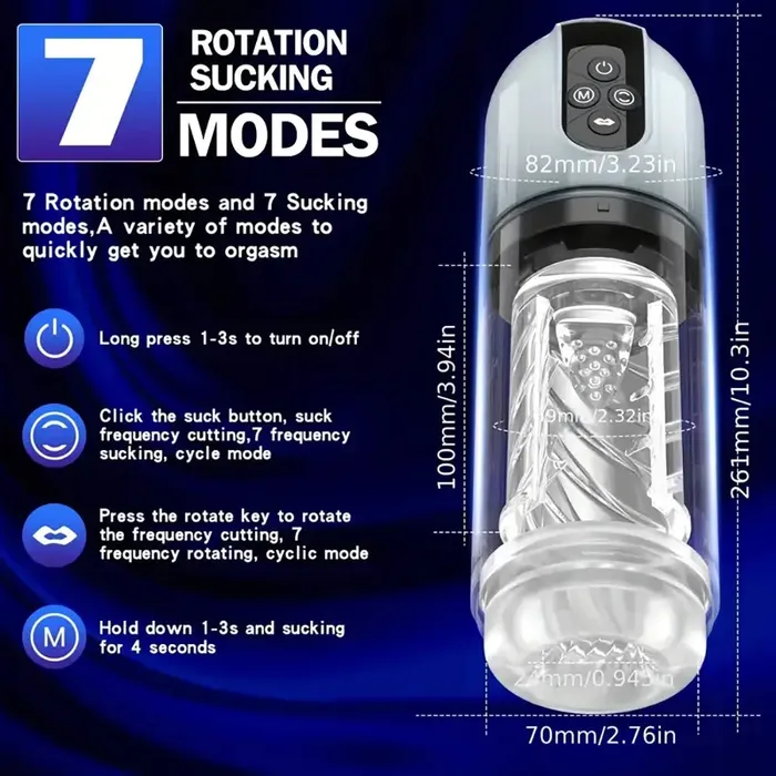 4 Pump 7 Sucking 7 Rotating 7 Licking LCD Automatic Masturbator Weadultshop Male Sex Toys