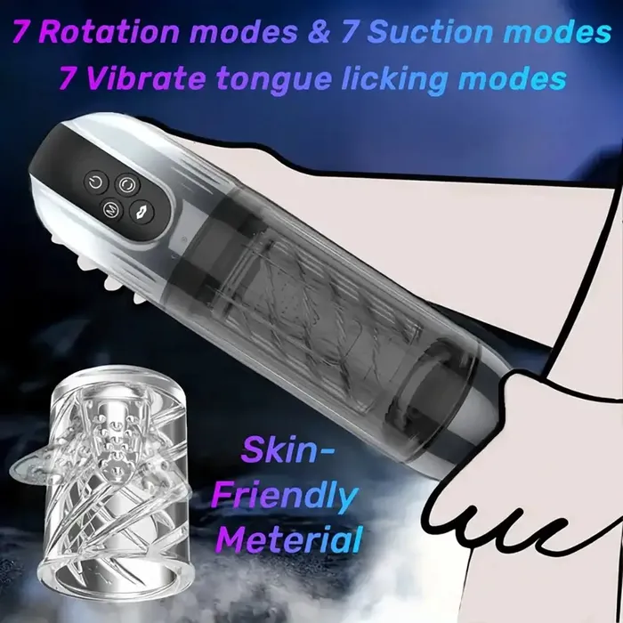 4 Pump 7 Sucking 7 Rotating 7 Licking LCD Automatic Masturbator Weadultshop Male Sex Toys