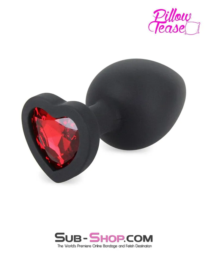 Anal Moonwell 7384M Large Black Silicone Butt Plug with Ruby Heart Gem LAST CHANCE Final Closeout Anal Moonwell 7384M Large Black Silicone Butt Plug with Ruby Heart Gem LAST CHANCE Final Closeout