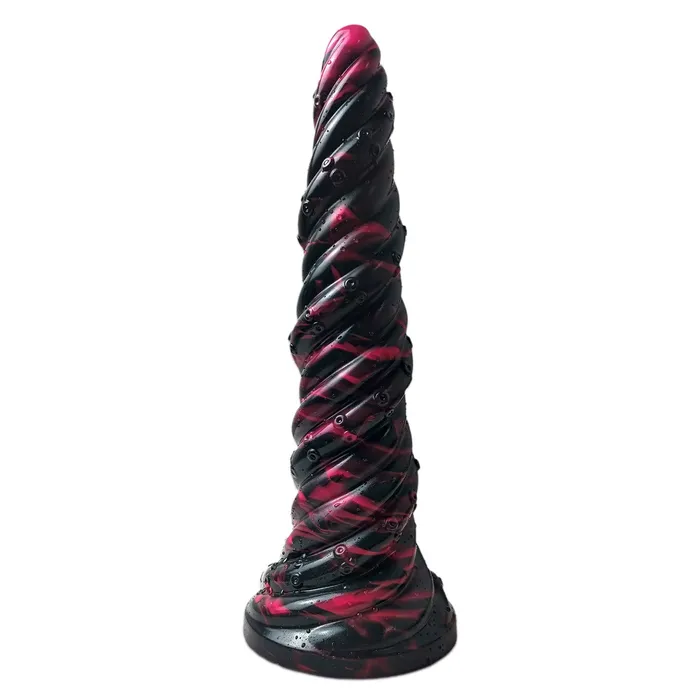  Anal Ribbed Anal Dildo Black 10 inch