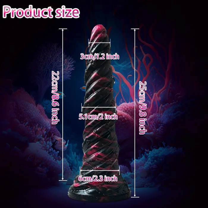  Anal Ribbed Anal Dildo Black 10 inch