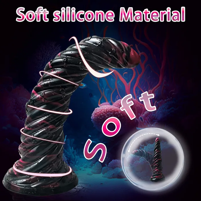  Anal Ribbed Anal Dildo Black 10 inch