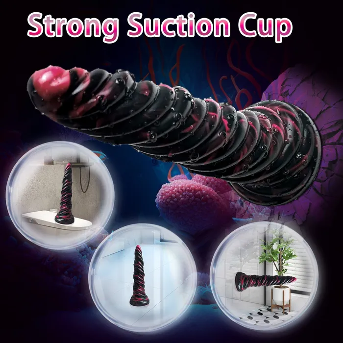  Anal Ribbed Anal Dildo Black 10 inch
