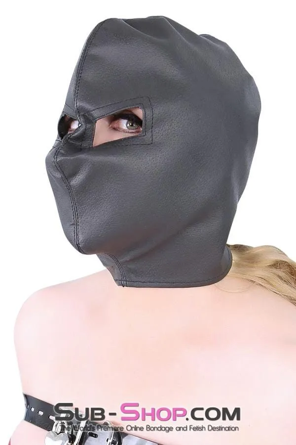 Anal SubShop Bondage and Fetish Superstore 3443HS Threat or Promise Open Eyes Black Bondage Hood