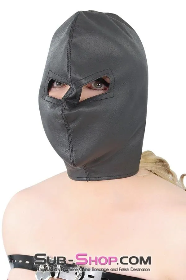 Anal SubShop Bondage and Fetish Superstore 3443HS Threat or Promise Open Eyes Black Bondage Hood