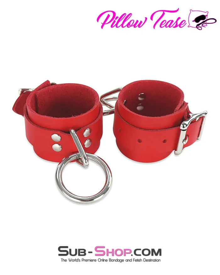 AutmnMD Restraints 9084A Hand Crafted Leather Red Fantasy Bondage Wrist Cuffs MEGA Deal
