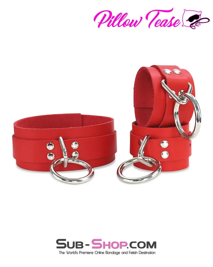 AutmnMD Restraints 9084A Hand Crafted Leather Red Fantasy Bondage Wrist Cuffs MEGA Deal