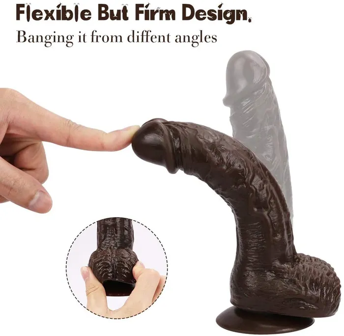 Best 7 Inch Brown Lifelike Glans Veins Testicles Dildo For Beginners mysite Anal