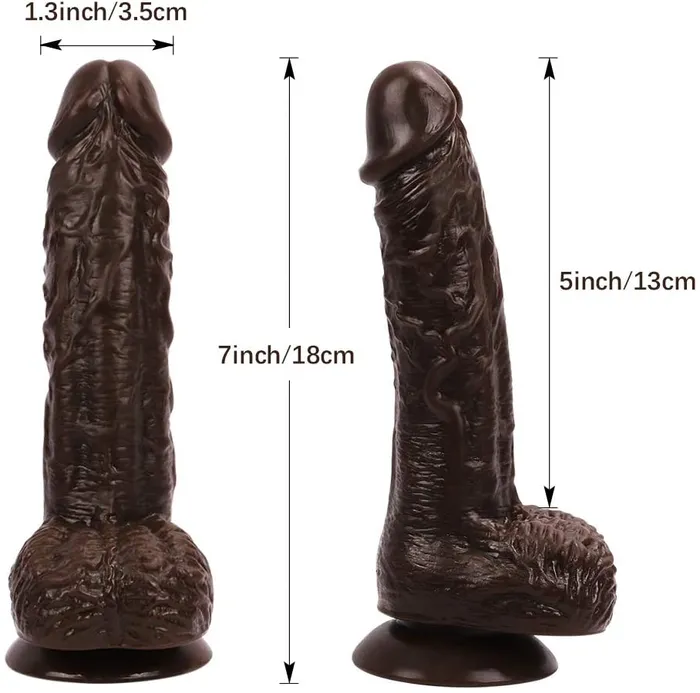 Best 7 Inch Brown Lifelike Glans Veins Testicles Dildo For Beginners mysite Anal
