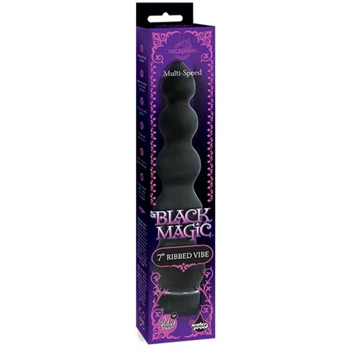 Black Magic 7 Ribbed Waterproof Vibe for Ultimate Fun Doc Johnson Vibrators Black Magic 7 Ribbed Waterproof Vibe for Ultimate Fun Doc Johnson Vibrators