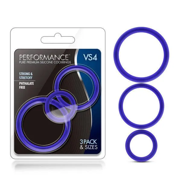 Blush Anal Performance Vs4 Pure Premium Silicone Cockring Set Indigo Blush Anal Performance Vs4 Pure Premium Silicone Cockring Set Indigo