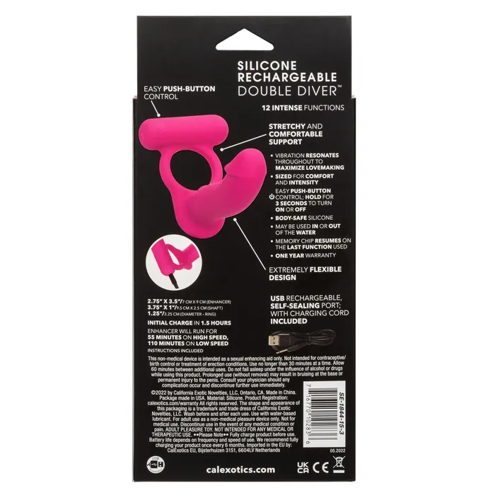 CalExotics Vibrators Silicone Rechargeable Double Diver Pink