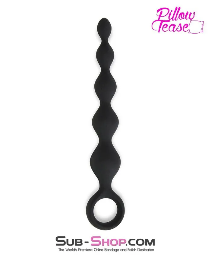 Eiffel Male Sex Toys 0688E Black Silicone Anal Beads with Super Climax Pull Cord LAST CHANCE Final Closeout