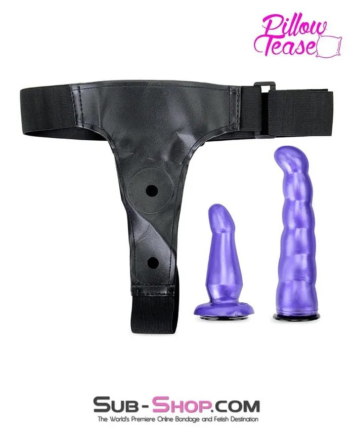 Female Sex Toys Moonwell 7392M Tit for Tat Double Dildo Adjustable Strap On Dildo Harness Set