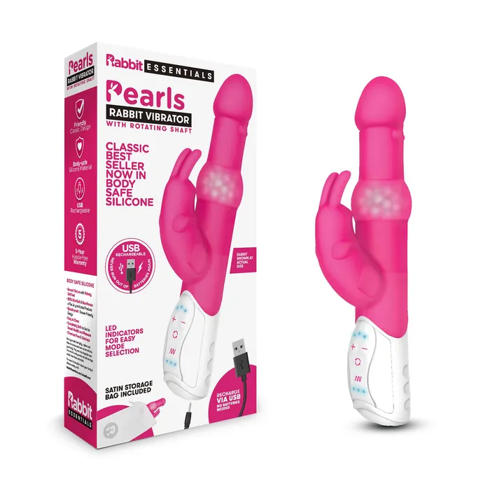 Female Sex Toys Rabbit Essentials Pearls Rabbit Vibrator with Rotating Shaft