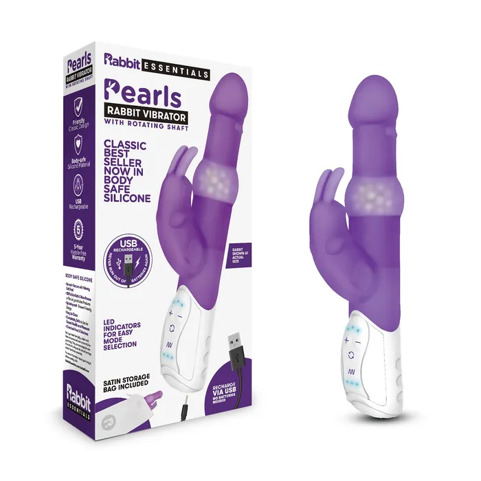 Female Sex Toys Rabbit Essentials Pearls Rabbit Vibrator with Rotating Shaft