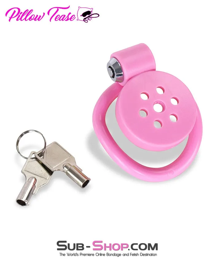 Idea Male Sex Toys 9334DL UltraSecure Flat Pink Locking Chastity Cage with 5 Adjustable Rings