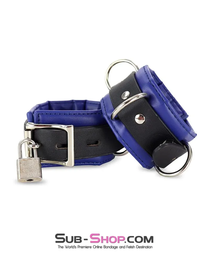 Idea Restraints 4744DL Padded Black and Blue Wrist Bondage Cuffs