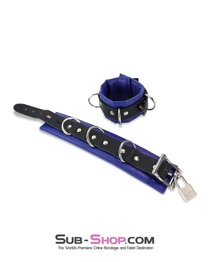 Idea Restraints 4744DL Padded Black and Blue Wrist Bondage Cuffs