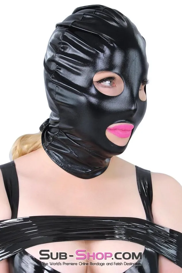 Idea Vibrators 3484LB Shiny Spandex Open Mouth Eyes Hood