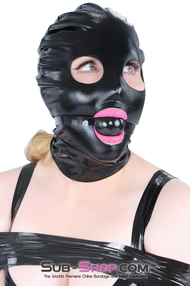 Idea Vibrators 3484LB Shiny Spandex Open Mouth Eyes Hood
