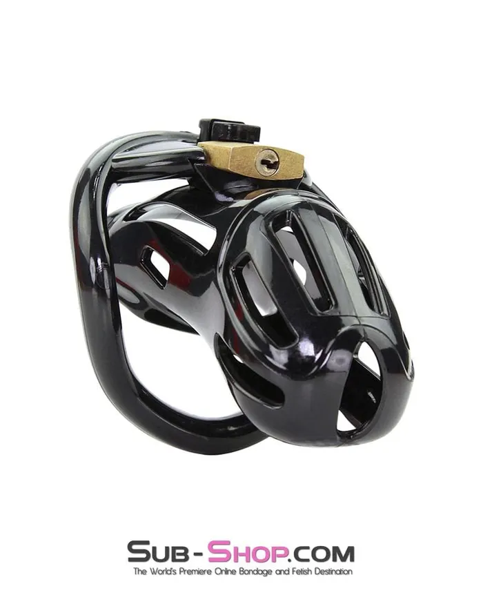 Male Sex Toys 1510AR Jailhouse Cock Black Locking Male Chastity Cage Aria