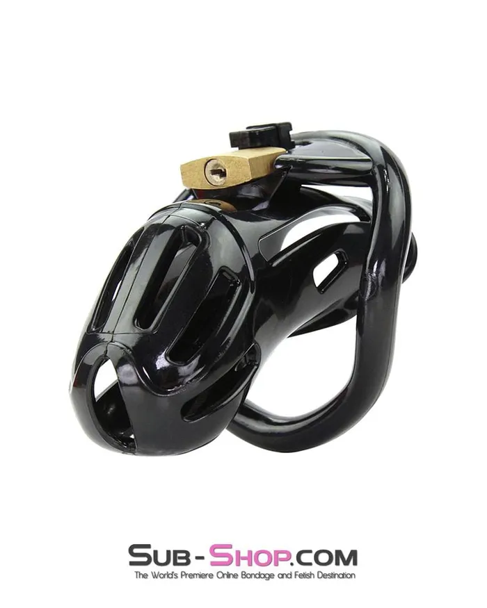 Male Sex Toys 1510AR Jailhouse Cock Black Locking Male Chastity Cage Aria