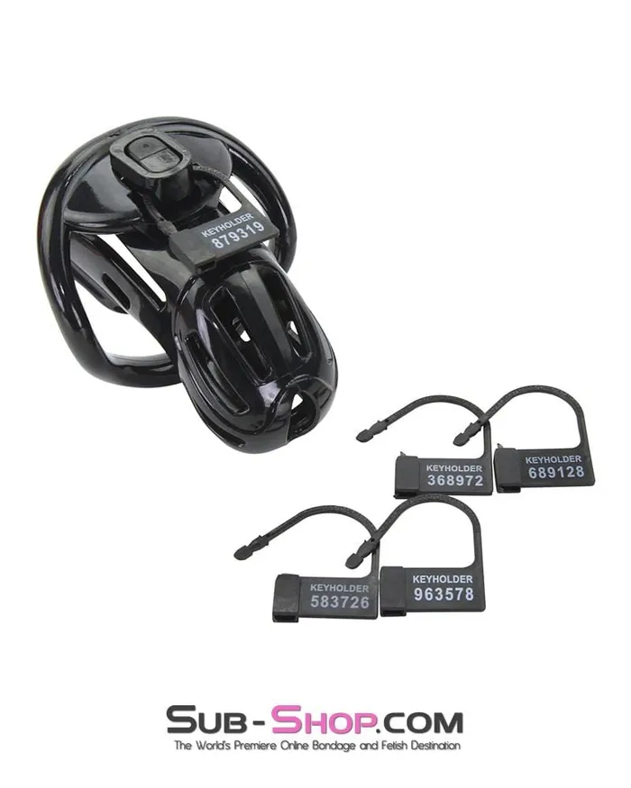 Male Sex Toys 1510AR Jailhouse Cock Black Locking Male Chastity Cage Aria