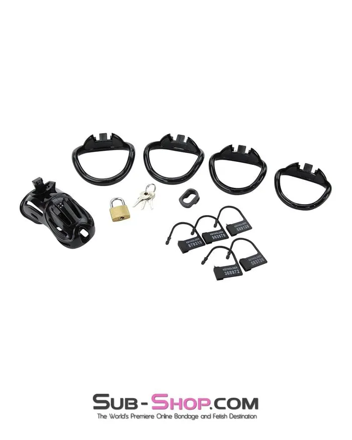 Male Sex Toys 1510AR Jailhouse Cock Black Locking Male Chastity Cage Aria