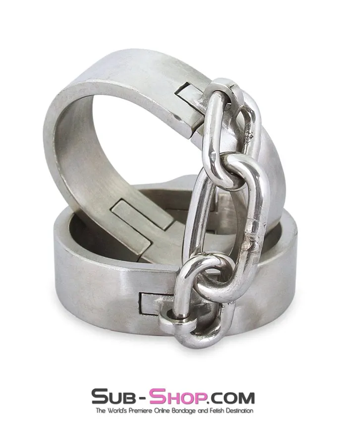 Male Sex Toys Moonwell 7806M Captive Slave Chromed Steel Wrist Cuffs Small Medium