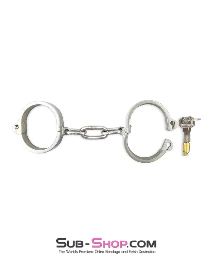 Male Sex Toys Moonwell 7806M Captive Slave Chromed Steel Wrist Cuffs Small Medium