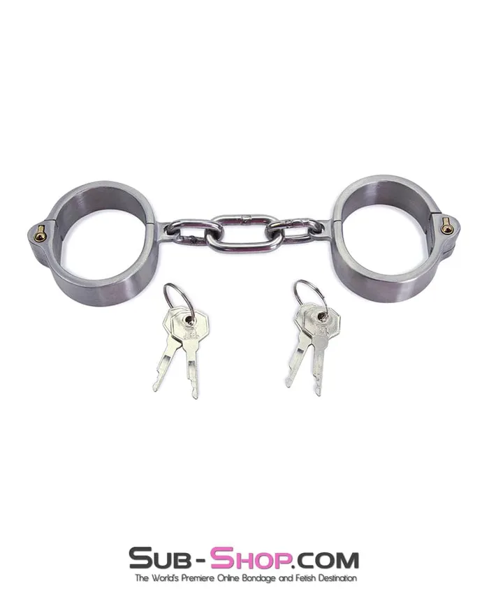 Male Sex Toys Moonwell 7806M Captive Slave Chromed Steel Wrist Cuffs Small Medium